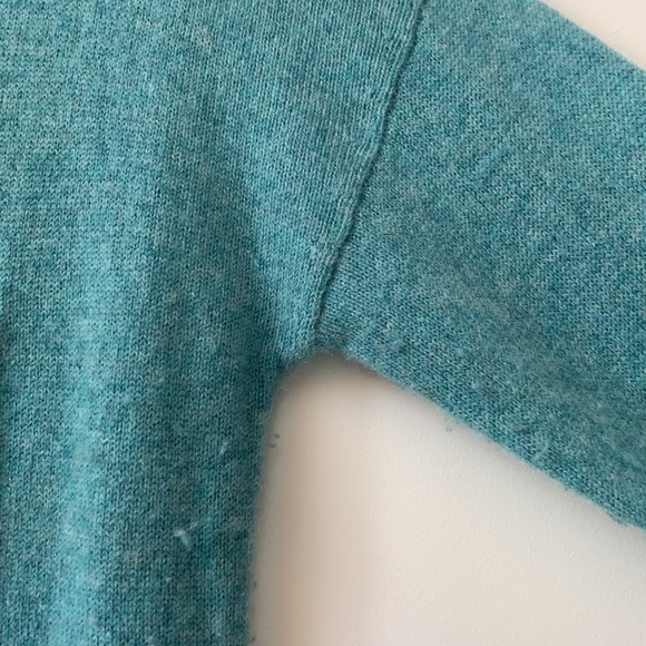 Cynthia Rowley Size L 100% 2-Ply Cashmere Crew Neck Sweater in Color Aqua - Picture 10 of 17